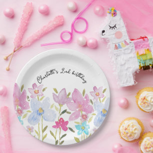 Prato De Papel Flores Selvagens De Cor Moderna E Cuta, Monograma