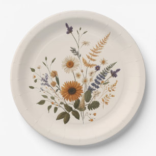 Prato De Papel Flores Selvagens Ramalhete Floral Vintage Casament