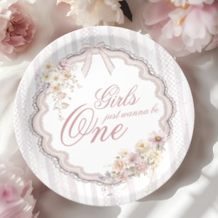 Prato De Papel Flores Silvestres de Aniversário As Meninas Só Que