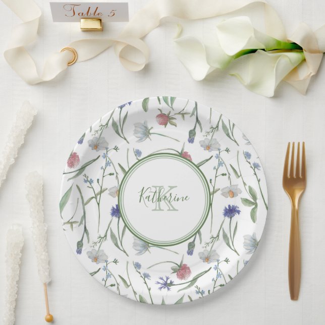 Prato De Papel Flores silvestres de Densidade personalizadas (Casamento)