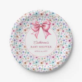 Prato De Papel Flores Silvestres Elegantes Laço Coquette Floral 