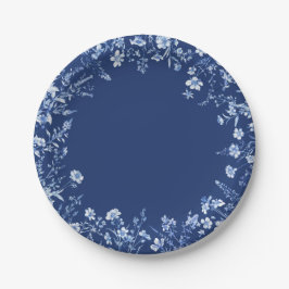 Prato De Papel Flores silvestres em azul francês
