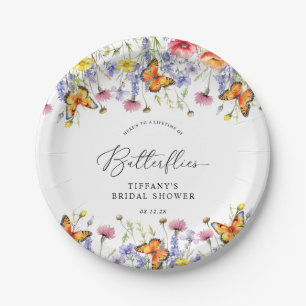 Prato De Papel Flores Silvestres Lindas Borboletas Chás de Bebê F