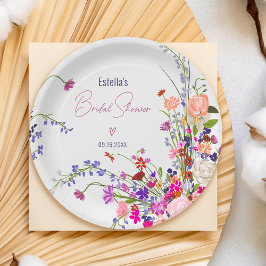 Prato De Papel Flores silvestres modernas e elegantes para chá de