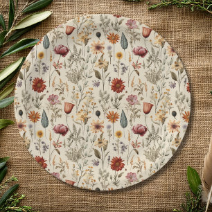 Prato De Papel Flores Silvestres Secas Vintage Burgundy Rosa Amar