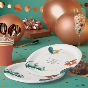 Prato De Papel Flores Tropicais de Casamento de ricos