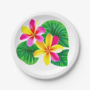 Prato De Papel Flores Tropicais De Plumeria