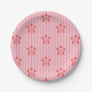 Prato De Papel Flores Vermelhas e Rosa Brilhantes