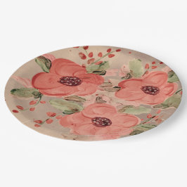 Prato De Papel Flores Vermelhas em qualquer placa de papel do Des