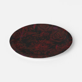 Prato De Papel Flores Vermelhas Românticas Jardim Escuro Casament