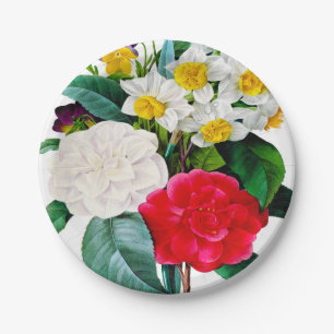 Prato De Papel Flores Vintage