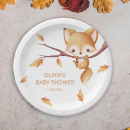 Prato De Papel Floresta Autumn Baby Fox Chá de fraldas