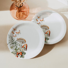 Prato De Papel Floresta cair chá de fraldas de cogumelo