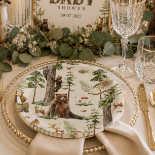 Prato De Papel Floresta de Animais da Floresta Padrão Selvagem ch