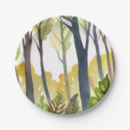 Prato De Papel Floresta de Aquarela | Pintura de Floresta da Natu