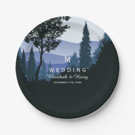 Prato De Papel Floresta de Madeira Azul, Casamento Russo