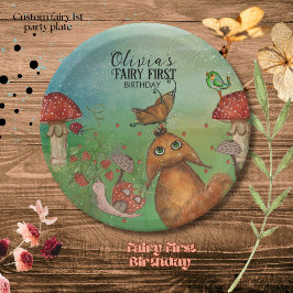 Prato De Papel Floresta Encantada Cria Fada Primeiro Aniversário