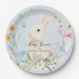 Prato De Papel Floresta Floral De Coelho De Coelho De Abelhas