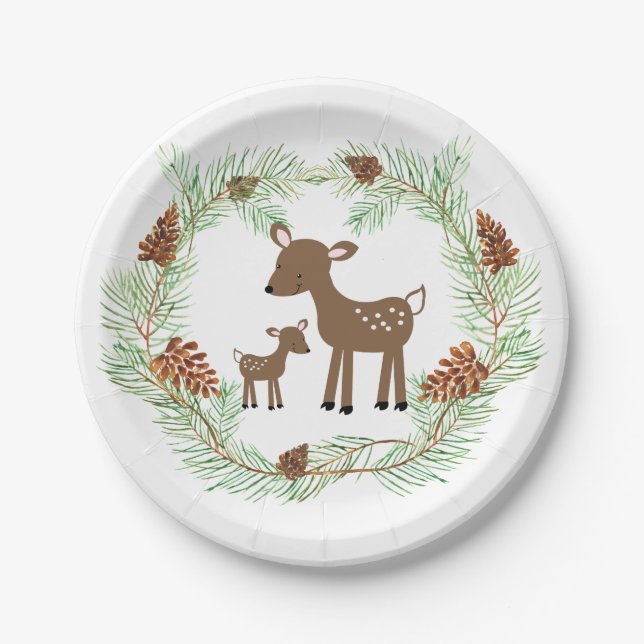 Prato De Papel Floresta Florestal de Pinecone (Frente)