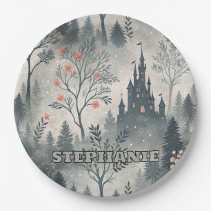 Prato De Papel Floresta Mistura Encantada com Castelo Escuro - Ee
