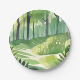 Prato De Papel Florestas Caprichosas | Paisagem em Aquarela da Fl