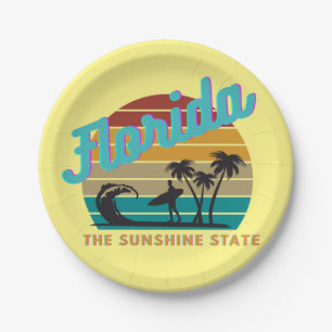 Prato De Papel Florida State Retro Vintage Sunset