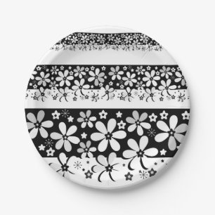 Prato De Papel Florim preto e branco