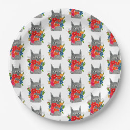 Prato De Papel Flower Cat