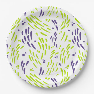 Prato De Papel Fluxo em Verde limão e roxo