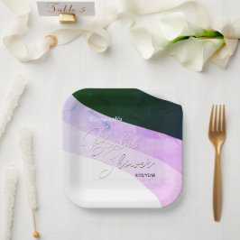 Prato De Papel Fluxos Sombreados Violeta Verde Boho Personalizado
