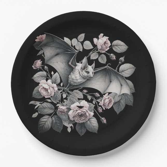 Prato De Papel Flying Bat Halloween (Frente)