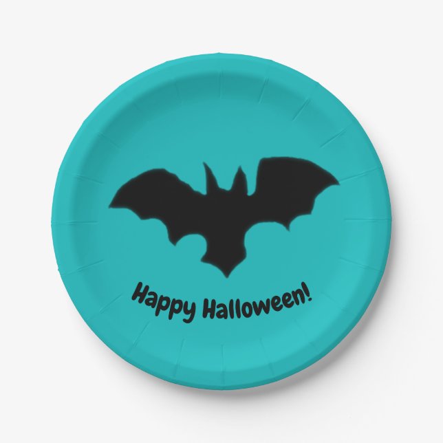 Prato De Papel Flying Bat on Teal (Frente)