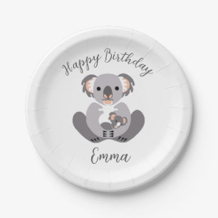 Prato De Papel Fofinho KOALA - Vida Selvagem - Feliz Aniversário