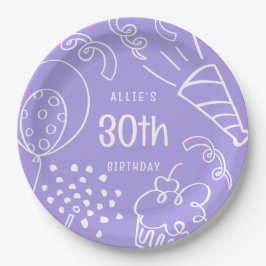 Prato De Papel Fofo de Aniversário Desenhado à Mão Qualquer Trave