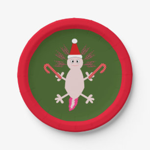 Prato De Papel Fofo de Natal Axolotl