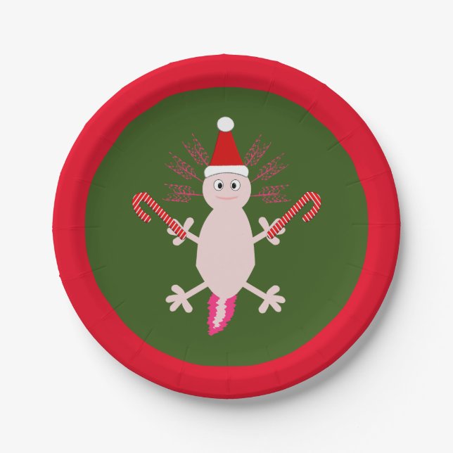 Prato De Papel Fofo de Natal Axolotl (Frente)