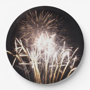 Prato De Papel Fogos de artifício brancos e Dourados I Celebraç