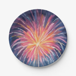 Prato De Papel Fogos de Artifício de Ano Novo | Aquarela