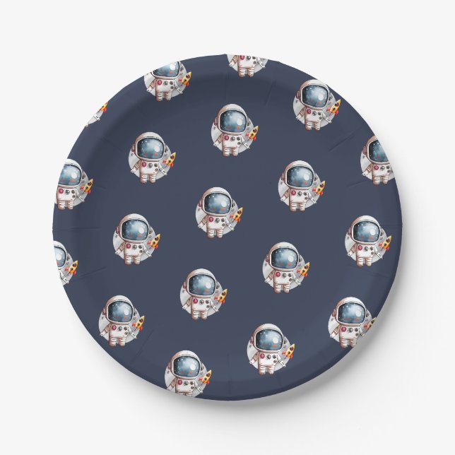 Prato De Papel Foguete espacial do homem espacial Lua (Frente)