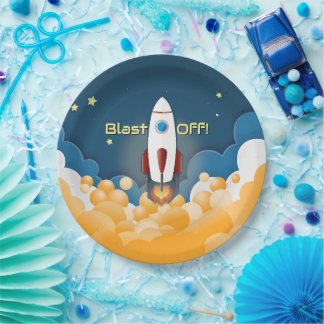 Prato De Papel Foguete Espacial Personalizado Nome