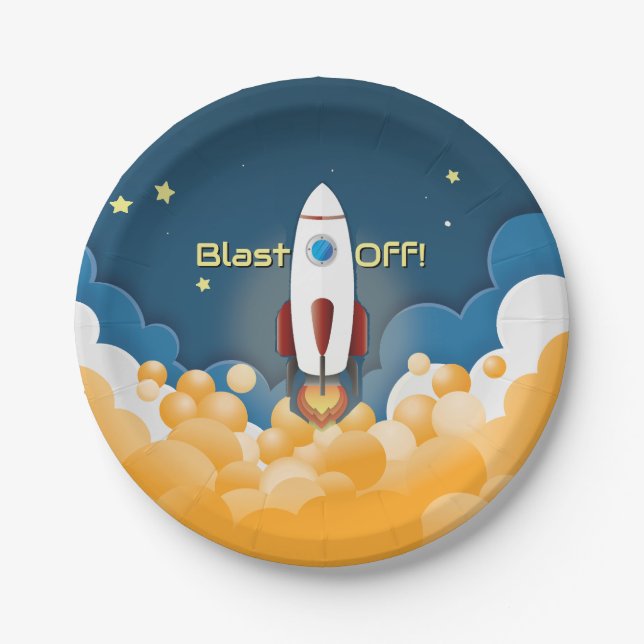 Prato De Papel Foguete Espacial Personalizado Nome (Frente)