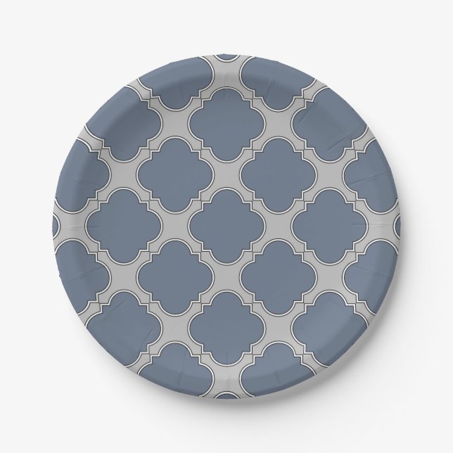 Prato De Papel Folha de cinza azul (Frente)