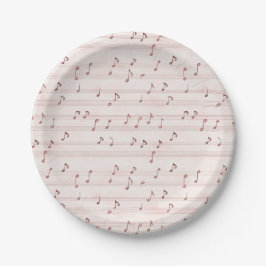 Prato De Papel Folha de Notas Musicais Rosa