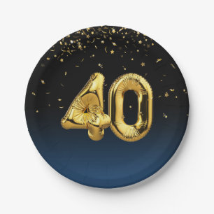 Prato De Papel Folha De Ouro 40 Balões E Placa De Papel Confetti
