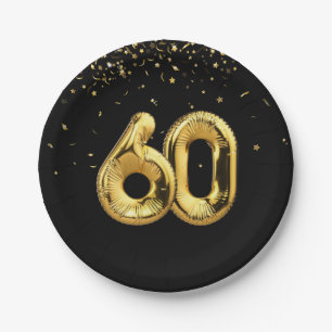 Prato De Papel Folha De Ouro 60 Balões E Placa De Papel Confetti