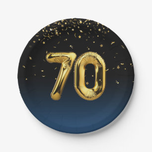 Prato De Papel Folha De Ouro 70 Balões E Placa De Papel Confetti