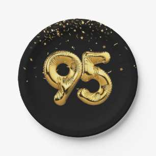 Prato De Papel Folha De Ouro 95 Balões E Placa De Papel Confetti
