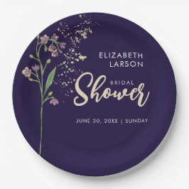 Prato De Papel Folha de Ouro Aquarela Chá de panela de flor selva