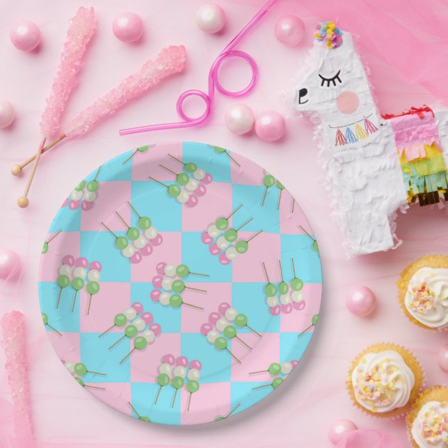 Prato De Papel Folha de papel, cor-de-rosa, com verificação da pa (Festa)
