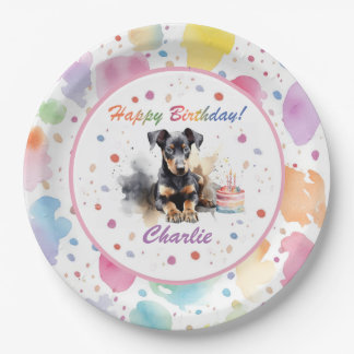 Prato De Papel Folha De Papel De Doberman Pinscher